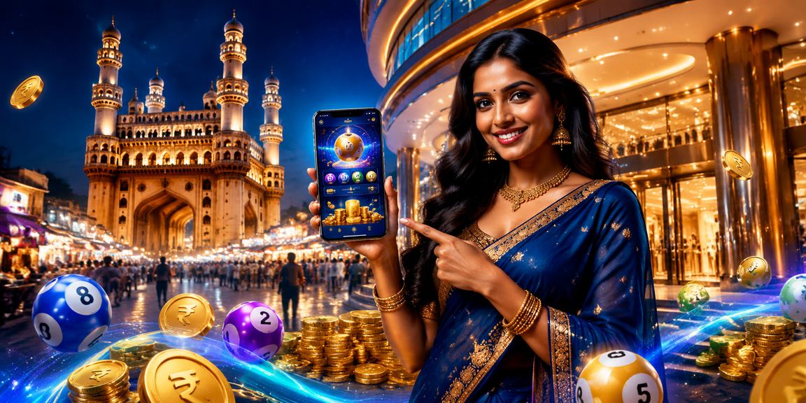 Indian lottery player near Charminar using pam8403 web platform showing rupee symbol