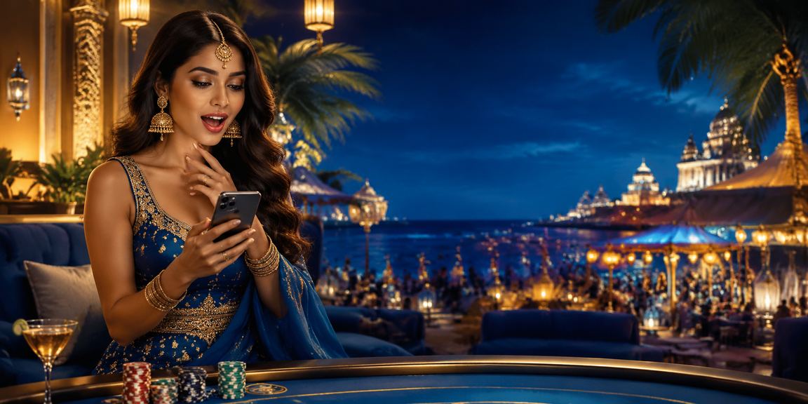 Indian woman using mobile casino app